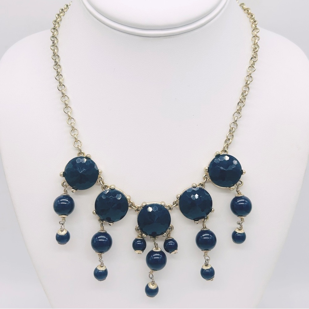 J. Crew Navy Blue Bauble Drop Necklace